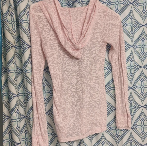 Y2K pink top hoodie fits S  sheer amazing condition surf skate boho - Picture 2 of 3